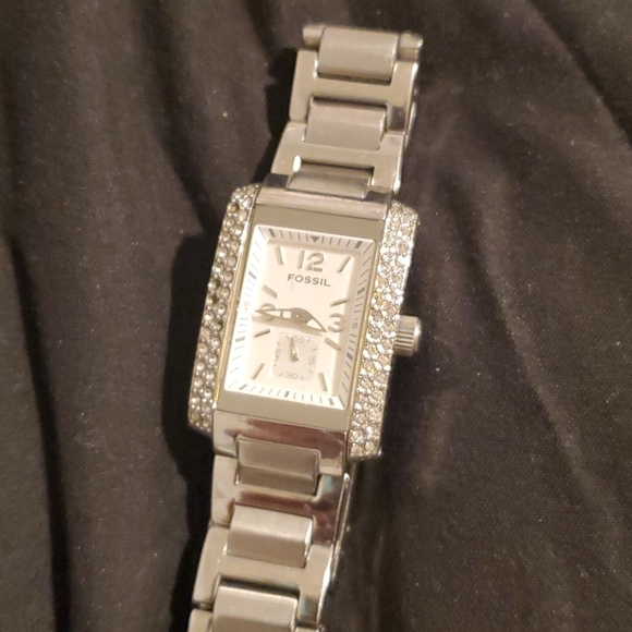 Fossil rectangular watch with rhinestone accents - Picture 1 of 2